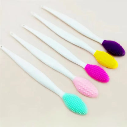 Skin Care Lip Exfoliating Facial Cleansing Face Scrub Nose Clean Brush Blackhead Remove Silicone Double-Sided Skin Care Tool