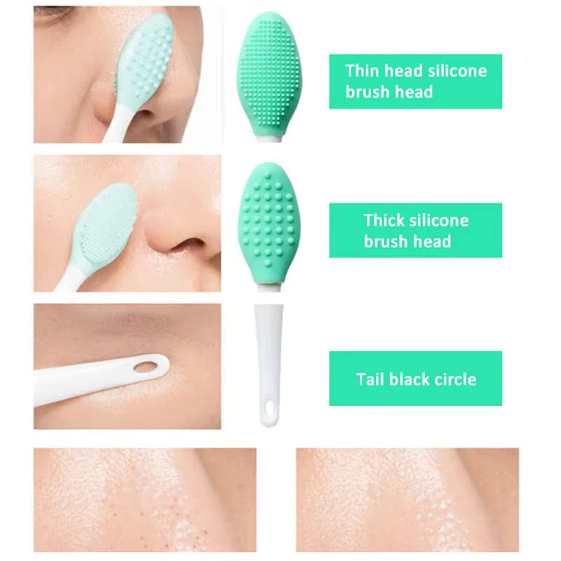 Skin Care Lip Exfoliating Facial Cleansing Face Scrub Nose Clean Brush Blackhead Remove Silicone Double-Sided Skin Care Tool