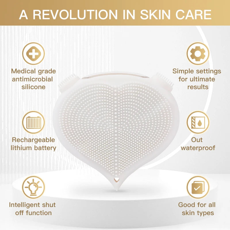 Rechargeable Self Face Wash Scrub Brush Silicon Usb Ultrasonic Vibration Silicone Electric Facial/Face Cleaning Brush Cleanser
