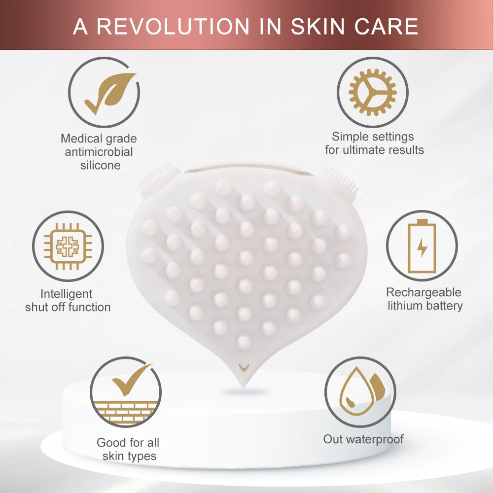 Rechargeable Self Face Wash Scrub Brush Silicon Usb Ultrasonic Vibration Silicone Electric Facial/Face Cleaning Brush Cleanser
