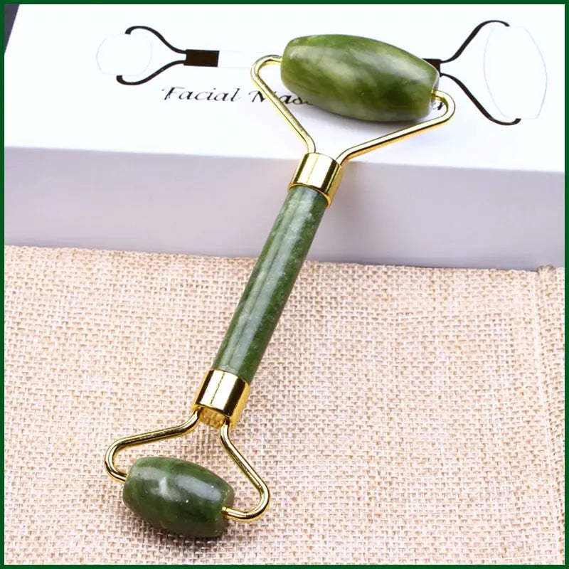 Skin Care Quartz Stone Natural Face Jade Roller Set Cooling Eye Gua Sha Tool Facial Beauty Massage for Face Jade Wheel Vulcanic