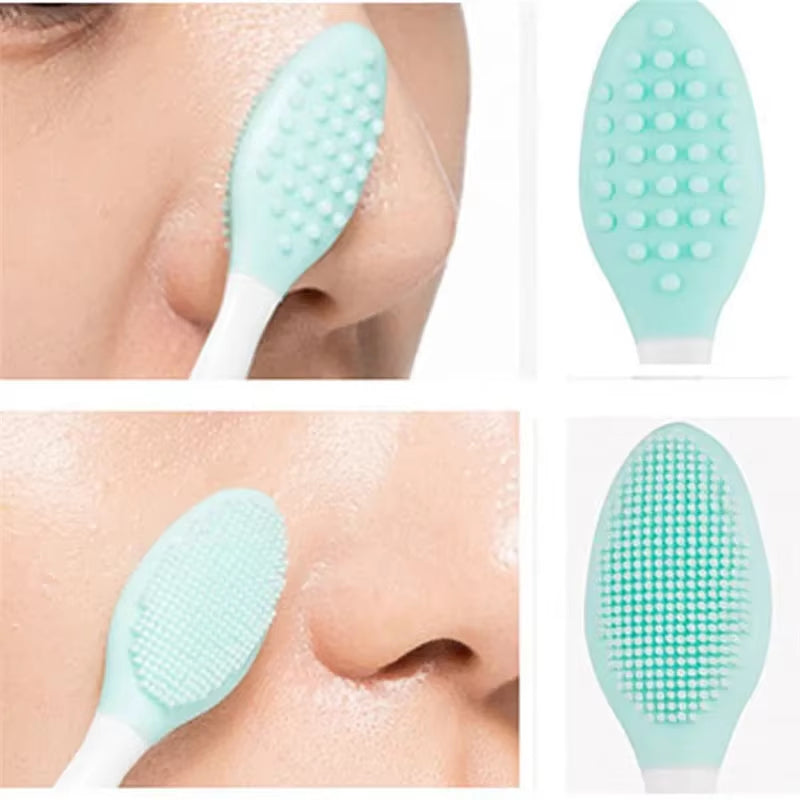Skin Care Lip Exfoliating Facial Cleansing Face Scrub Nose Clean Brush Blackhead Remove Silicone Double-Sided Skin Care Tool