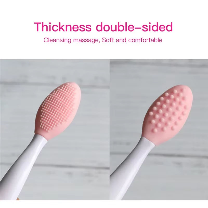 Skin Care Lip Exfoliating Facial Cleansing Face Scrub Nose Clean Brush Blackhead Remove Silicone Double-Sided Skin Care Tool