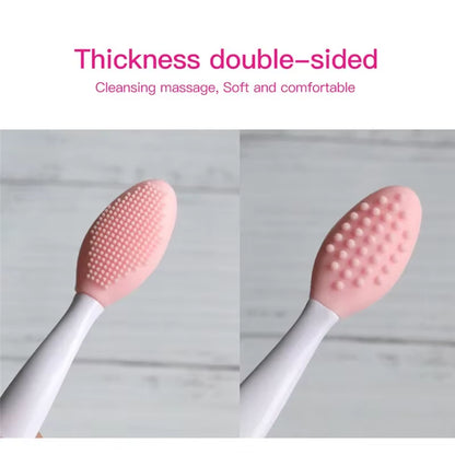 Skin Care Lip Exfoliating Facial Cleansing Face Scrub Nose Clean Brush Blackhead Remove Silicone Double-Sided Skin Care Tool